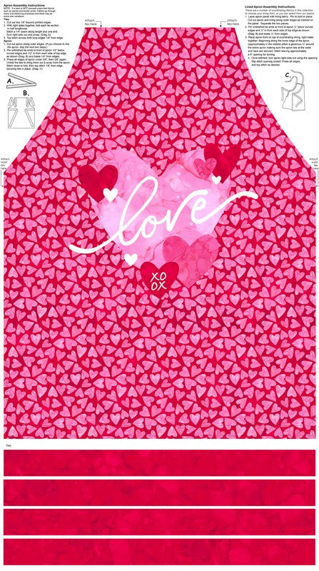 Forever Love - Apron PANEL in Red Multi - Deborah Edwards & Emily Wenk - Northcott (Pre-order: Jan 2026)