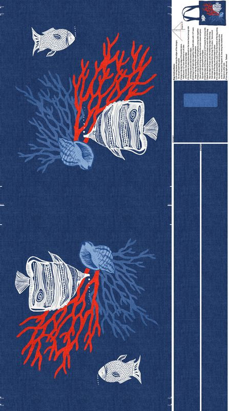 Take Me To The Beach - Bag PANEL in Blue - Northcott (Pre-order: Apr 2026)