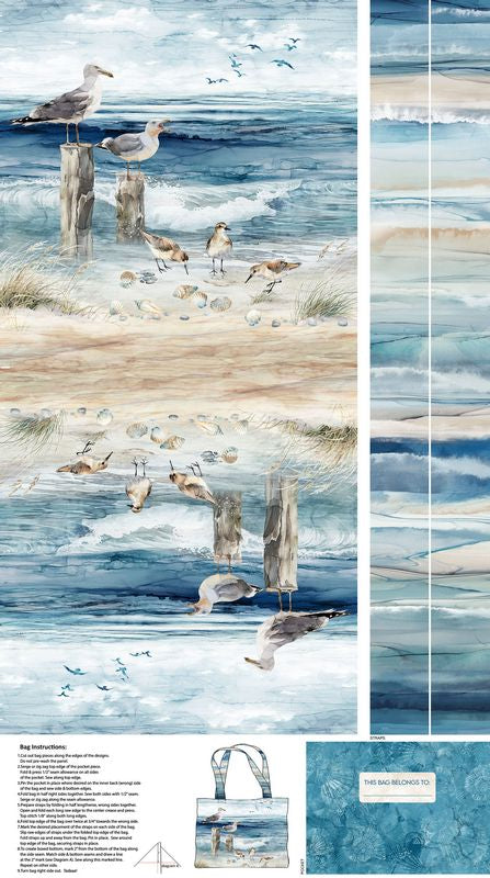 Coastal Calm - Tote PANEL in Dark Blue - Deborah Edwards - Northcott (Pre-order: Apr 2027)