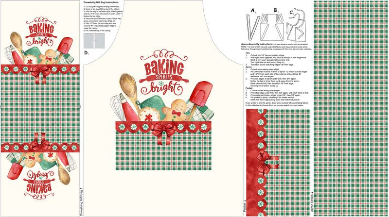 Baking Spirits Bright - Kids Apron PANEL in Ceam - Deborah Edwards & Melanie Samra - Northcott (Pre-order: Jun 2027)
