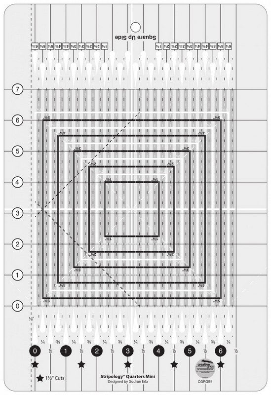 Creative Grids - Stripology Quarters Mini Quilt Ruler (Pre-order: Jan 2026)