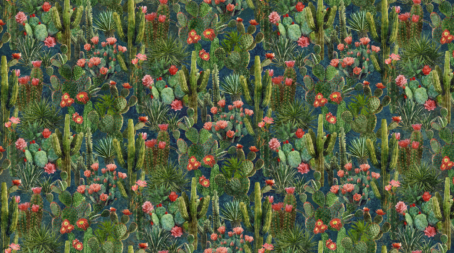 Sedona Spirit - Packed Cactus in Navy Multi - Linda Ludovico - Northcott