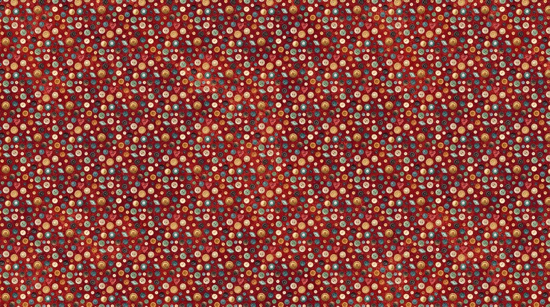 Stitchin' - Buttons in Red Multi - Deborah Edwards - Northcott