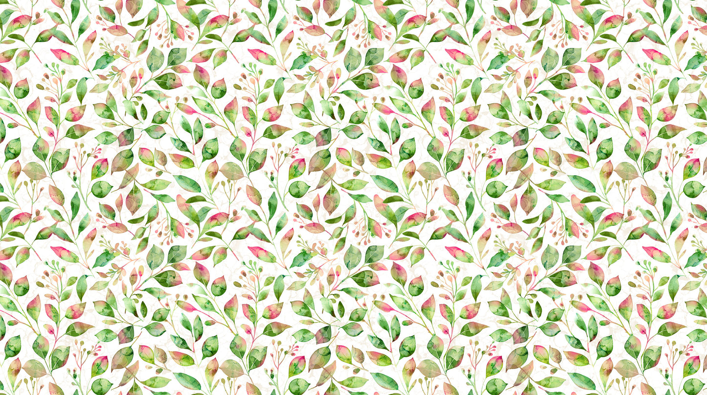 Veranda - Leaf Trail in White Multi - Deborah Edwards & Melanie Samra - Northcott (Pre-order: Dec 2025)