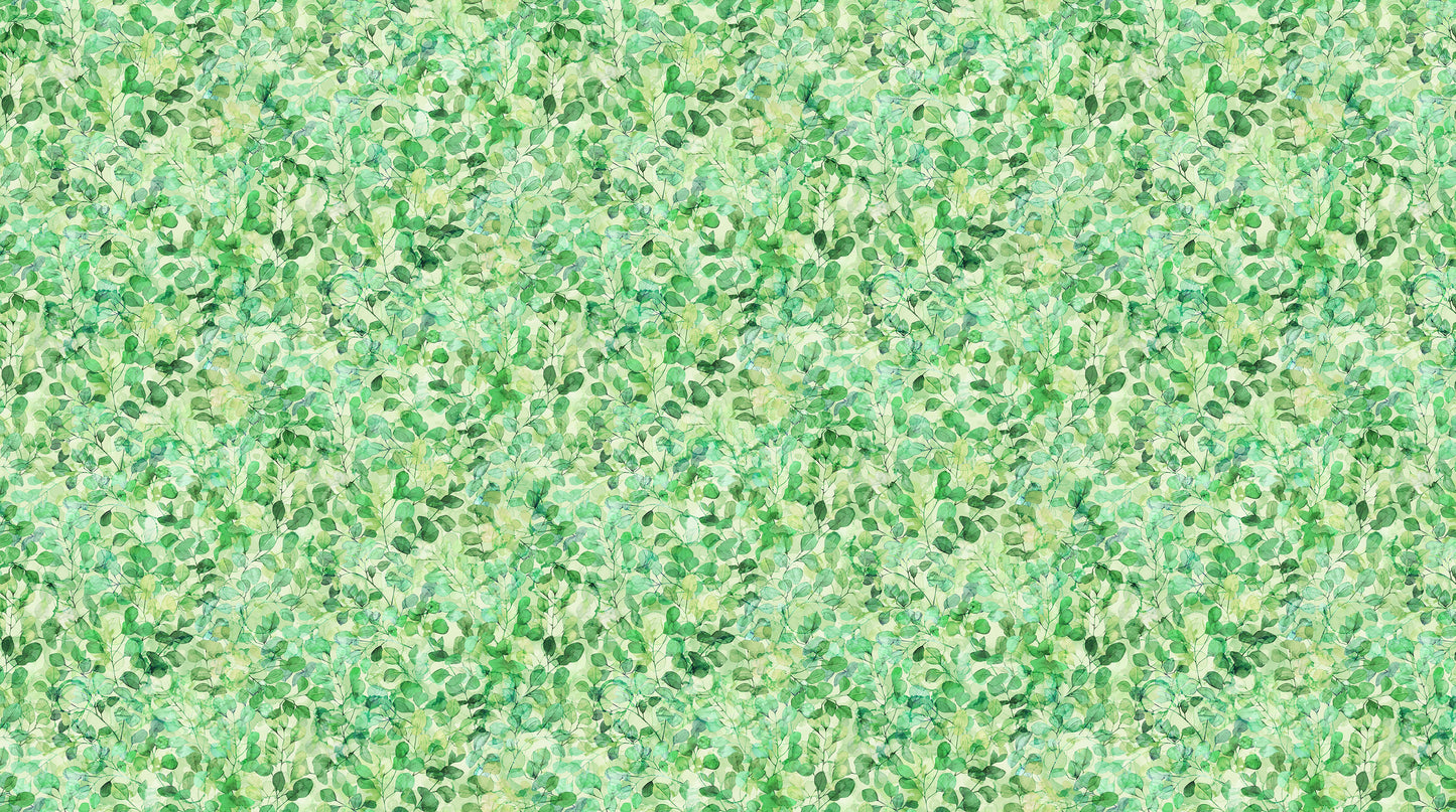 Veranda - Packed Leaves in Light Green - Deborah Edwards & Melanie Samra - Northcott (Pre-order: Dec 2025)