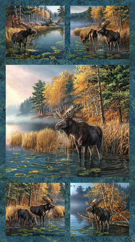 Autumn Woodland - Panel in Blue Multi - James Meger - Northcott