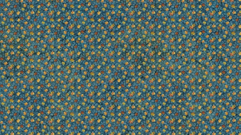 Autumn Woodland - Leaf Toss in Blue Multi - James Meger - Northcott