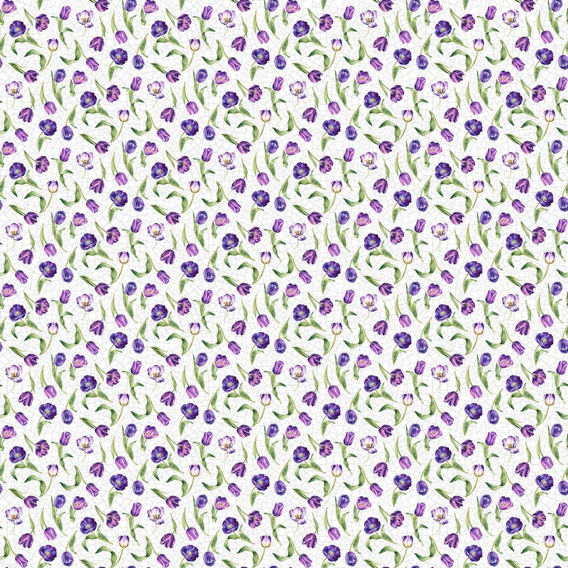 Tulip Garden - Mini Tulips in White - Deborah Edwards - Northcott (Pre-order: Mar 2026)