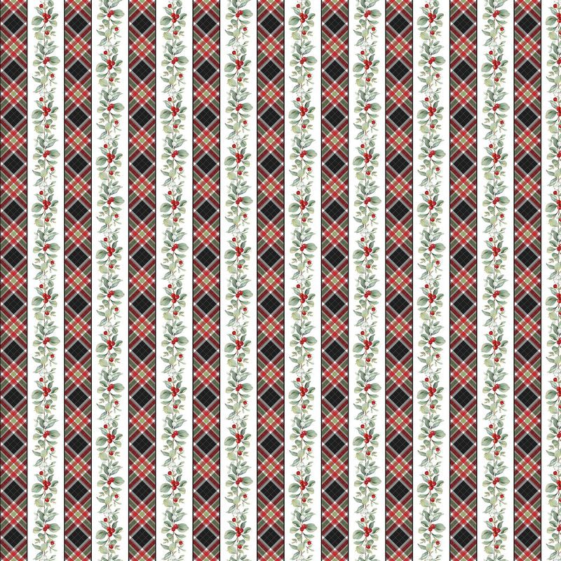 Home For Christmas - Plaid Stripe in White - Deborah Edwards - Northcott (Pre-order: June 2026)