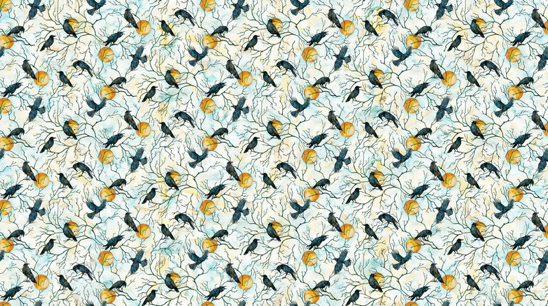 Raven's Call - Raven Moon in White Multi - Deborah Edwards & Melanie Samra - Northcott (Pre-order: May 2026)