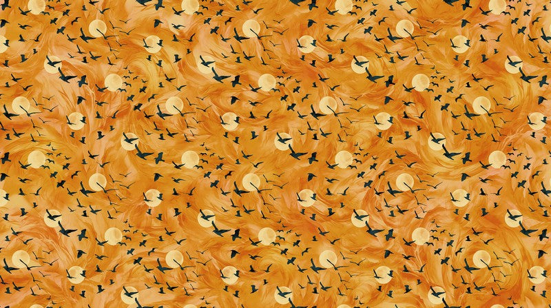 Raven's Call - Flying Ravens in Orange - Deborah Edwards & Melanie Samra - Northcott (Pre-order: May 2026)