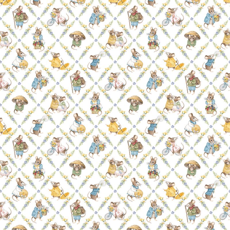 Country Mouse - Diamond Grid in White - Deborah Edwards - Northcott (Pre-order: June 2026)