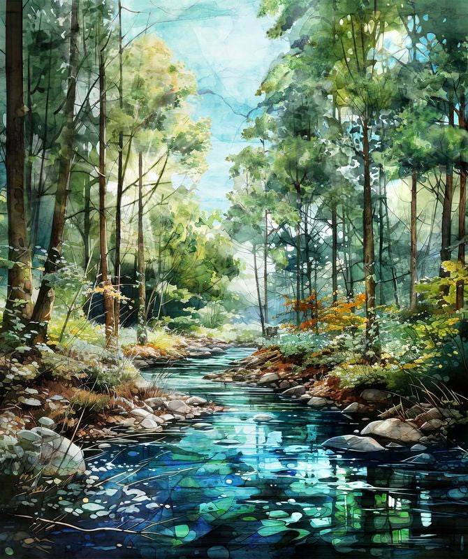 Serenity Springs - Panel in Green - Deborah Edwards & Melanie Samra - Northcott (Pre-order: Nov 2026) - Dinkydoo Fabrics