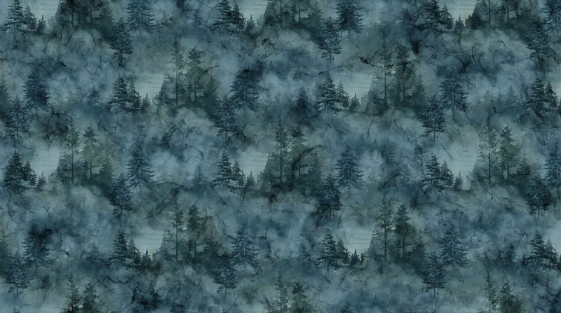 Altitude - Tonal Trees in Dark Blue - Deborah Edwards & Melanie Samra - Northcott (Pre-order: Oct 2026)