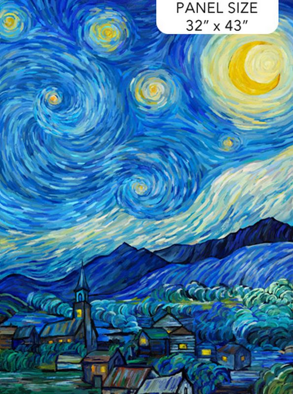 Starry Night - PANEL in Dark Blue - Elena Belokrinitski - Northcott (Pre-order: Oct 2026) - Dinkydoo Fabrics