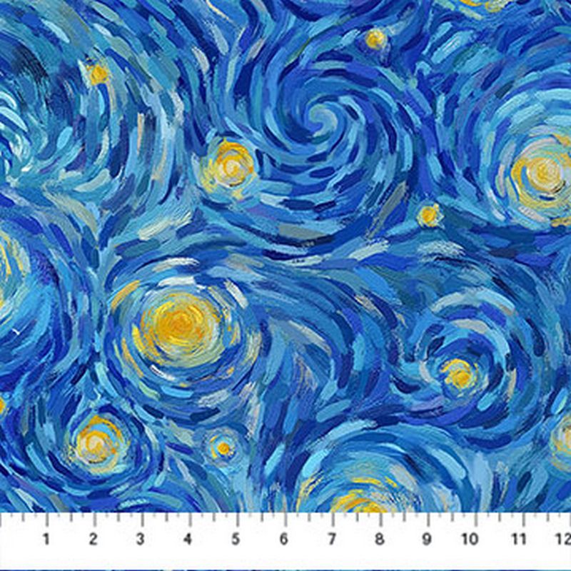 Starry Night - Night Sky in Dark Blue - Elena Belokrinitski - Northcott (Pre-order: Oct 2026)