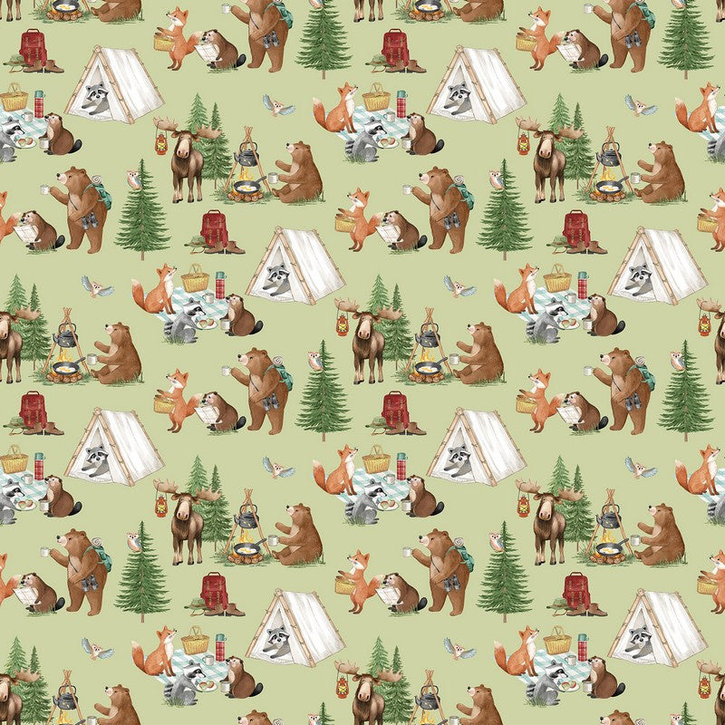 Happy Camper - Day Scene in Green - Deborah Edwards - Northcott (Pre-order: Jan 2027)