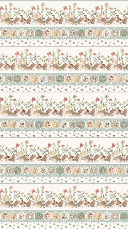 Hedgehog Hollow - Border Stripe in Cream - Deborah Edwards - Northcott (Pre-order: Dec 2026)