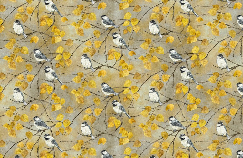 Evening Song - Chickadee in Taupe - Linda Ludovico - Northcott (Pre-order: Jan 2027)