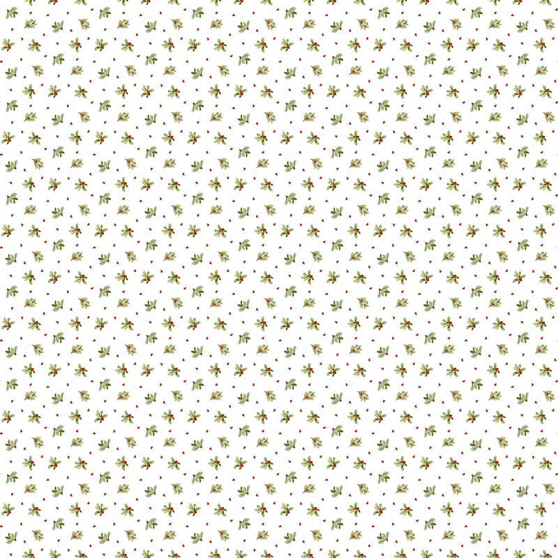 Briarwood Christmas FLANNEL - Mistletoe Toss in White - Deborah Edwards - Northcott (Pre-order: Jun 2027)