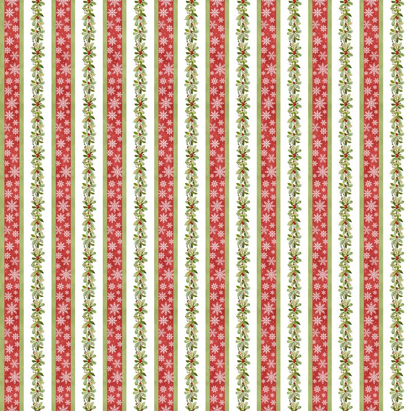 Briarwood Christmas FLANNEL - Small Stripe in White - Deborah Edwards - Northcott (Pre-order: Jun 2027)