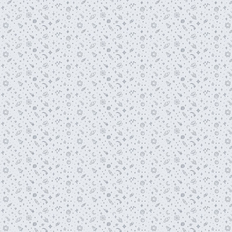 To The Moon FLANNEL - Space in Grey - FIGO Studio (Northcott) (Pre-order: June 2027)
