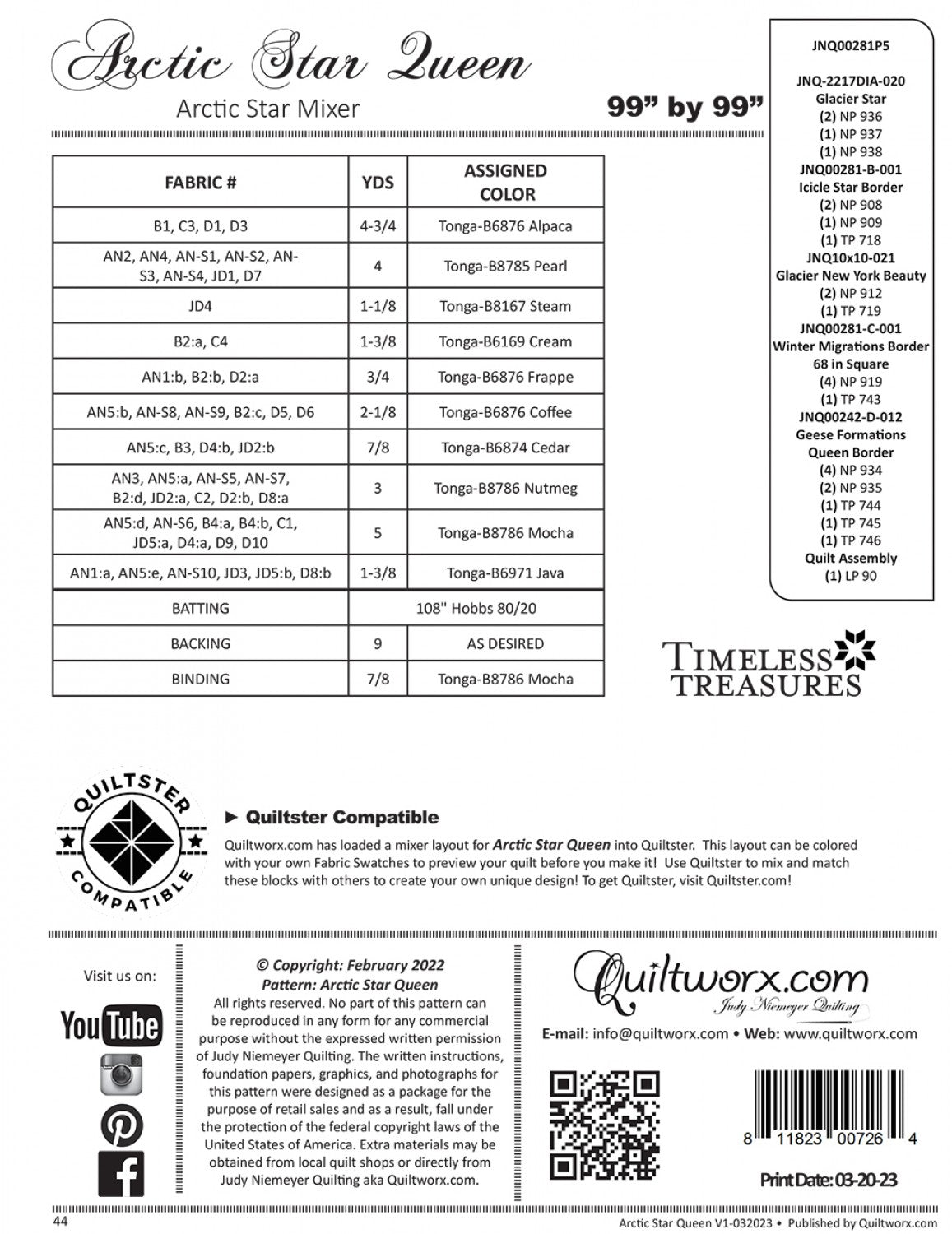 Arctic Star Queen (FPP) - Quiltworx (Pre-order: Jan 2026)