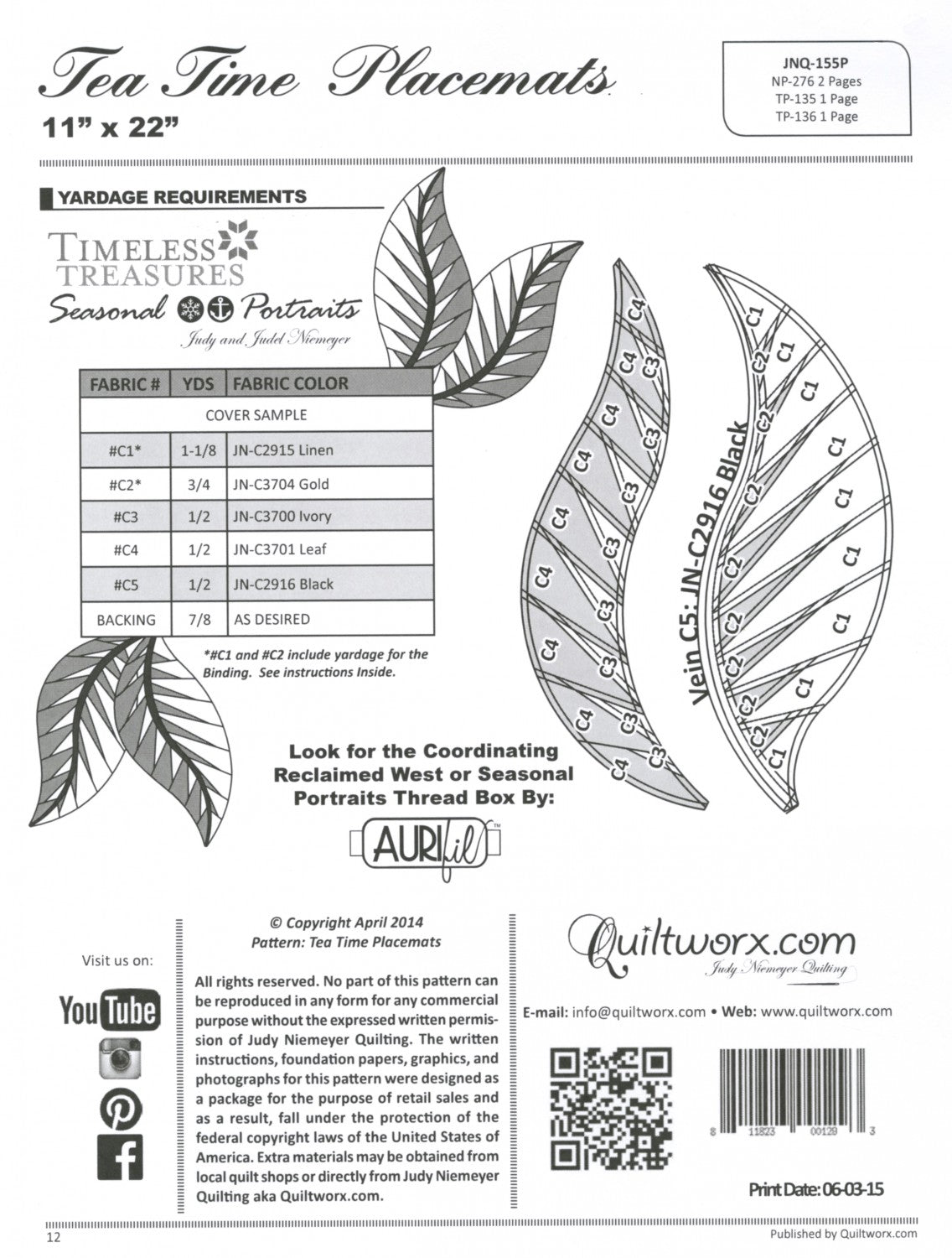 Tea Time Placemats Quilt Pattern (FPP) - Quiltworx (Pre-order: Mar 2026)