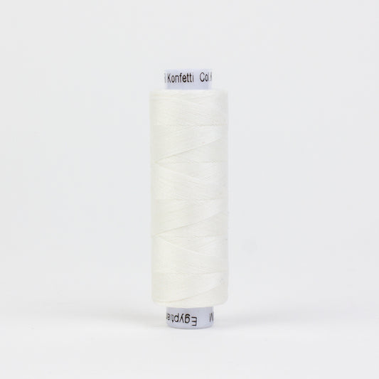 Konfetti - Soft White - Cotton 50wt 200yd (200m) - Wonderfil Threads (Pre-order: June 2024)