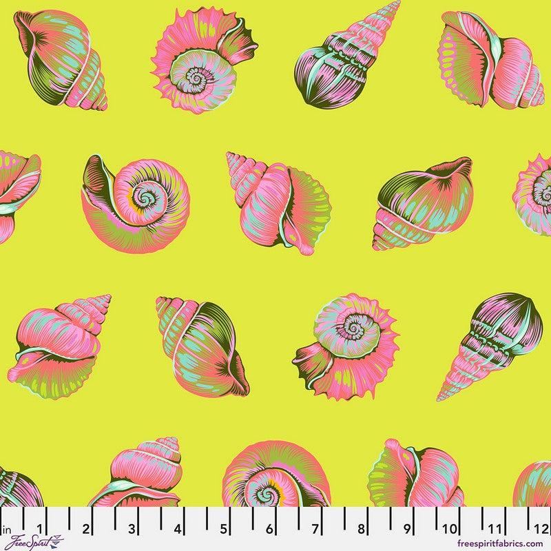 Floral Reef - Lil Shelly in Seagrass - Tula Pink - Free Spirit (Pre-order: May 2026) - Dinkydoo Fabrics