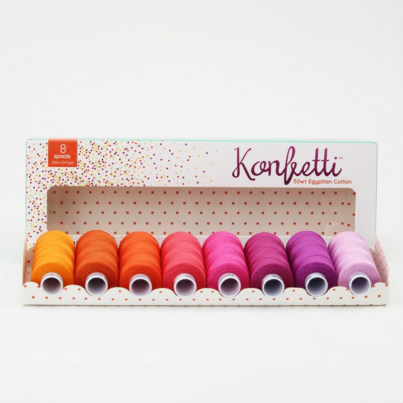 Konfetti 8 Pack - Peony Blooms - Cotton 50wt 547yd (500m) - WonderFil Specialty Threads (Pre-order: Jan 2026)