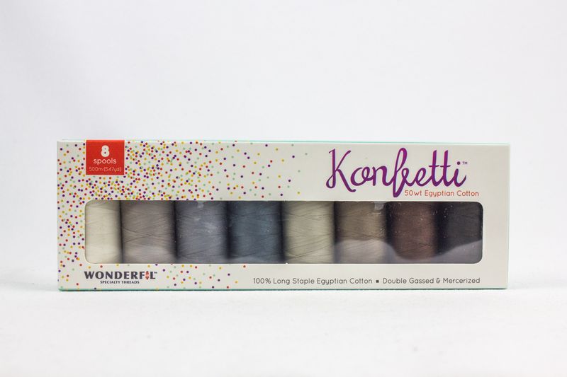 Konfetti 8 Pack - Sand and Seaglass - Cotton 50wt 547yd (500m) - WonderFil Specialty Threads (Pre-order: Jan 2026)