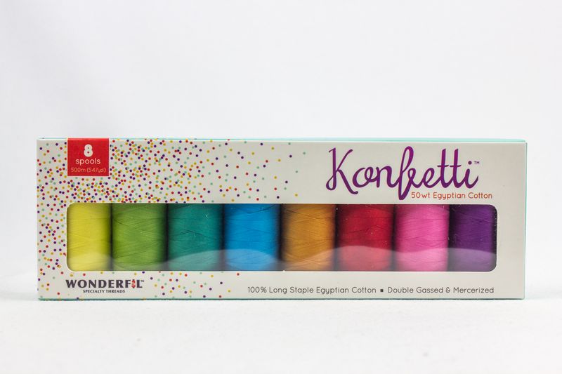 Konfetti 8 Pack - Spectrum - Cotton 50wt 547yd (500m) - WonderFil Specialty Threads (Pre-order: Jan 2026)