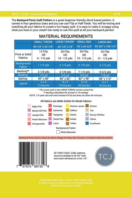 Backyard Party Quilt Pattern - Then Came June (Pre-order: Feb 2026)