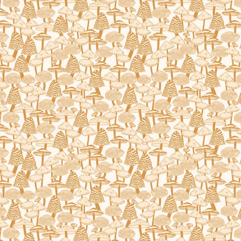 Fall's Enchantment - Mushroom Love in Mustard - Cotton + Steel