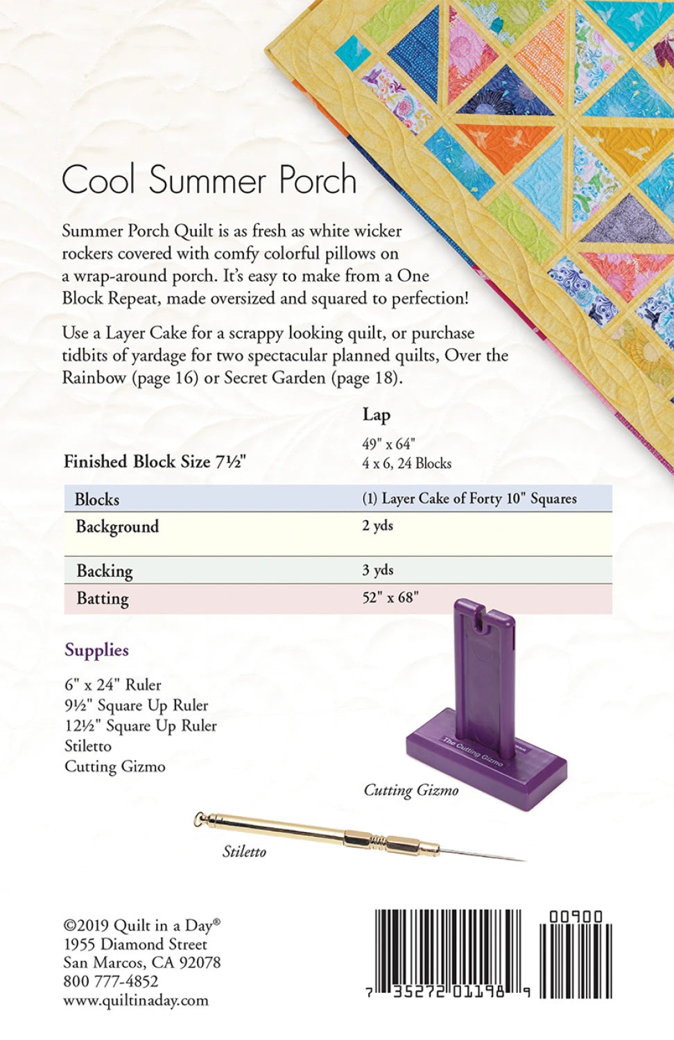 Cool Summer Porch Pattern - Quilt in a Day (Pre-order: Sept 2026)