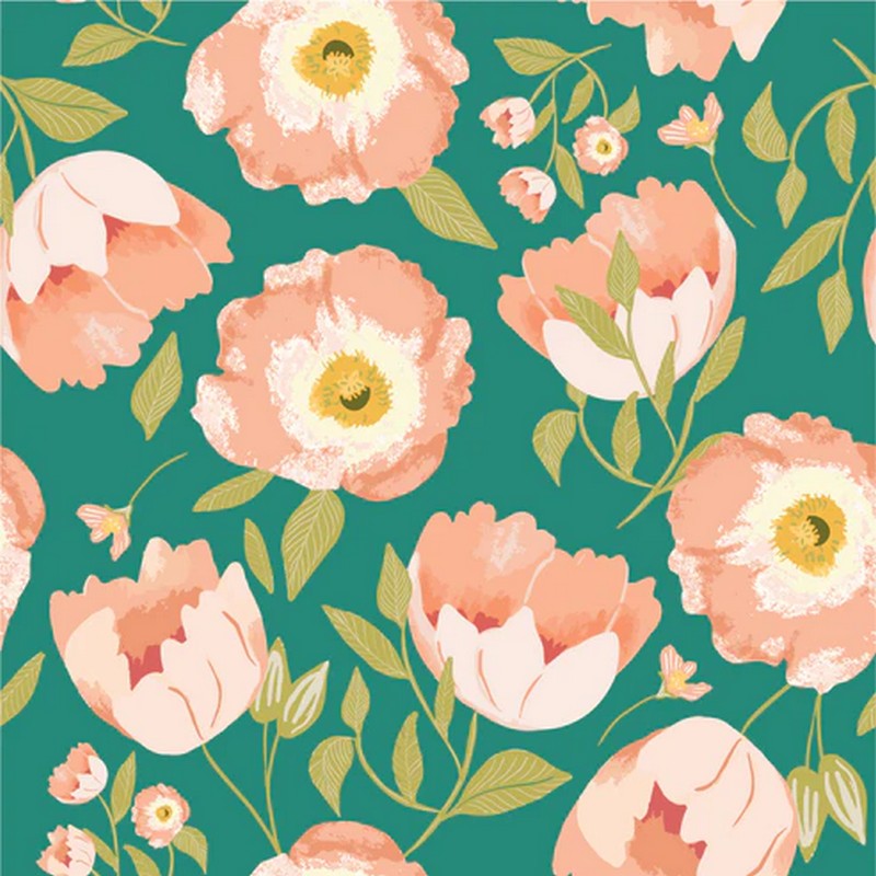 Unicorn Dreams - Fanciful in Emerald - Ginger Deverell - Poppie Cotton