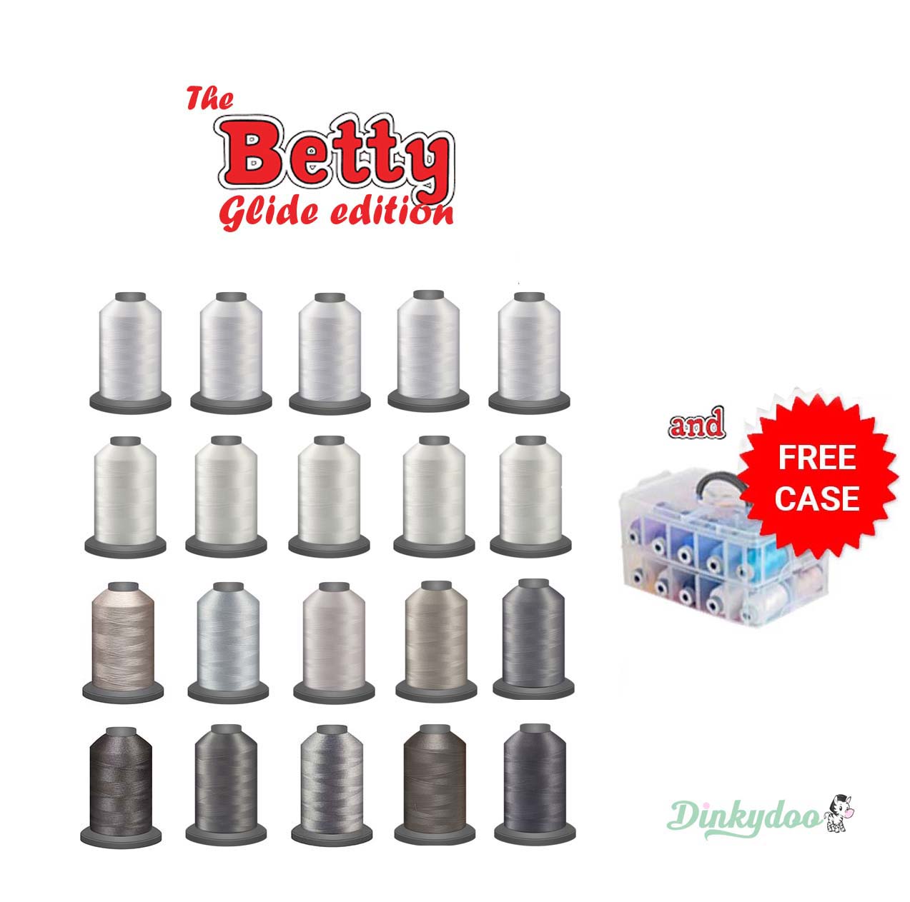 Glide Thread "Betsy's Neutrals & Whites" 20 TOP Mini-Spools with BONUS Case (Pre-order:Dec 2025)