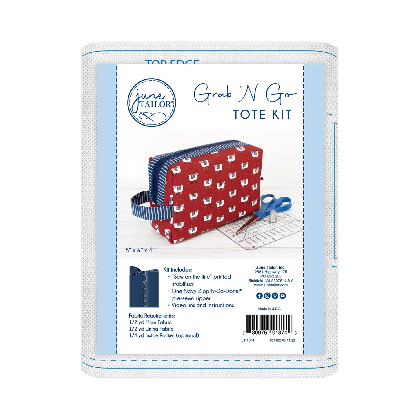 Quilt As You Go Grab N Tote Zippity Do Done Navy - June Tailor (Pre-order: Mar 2026)