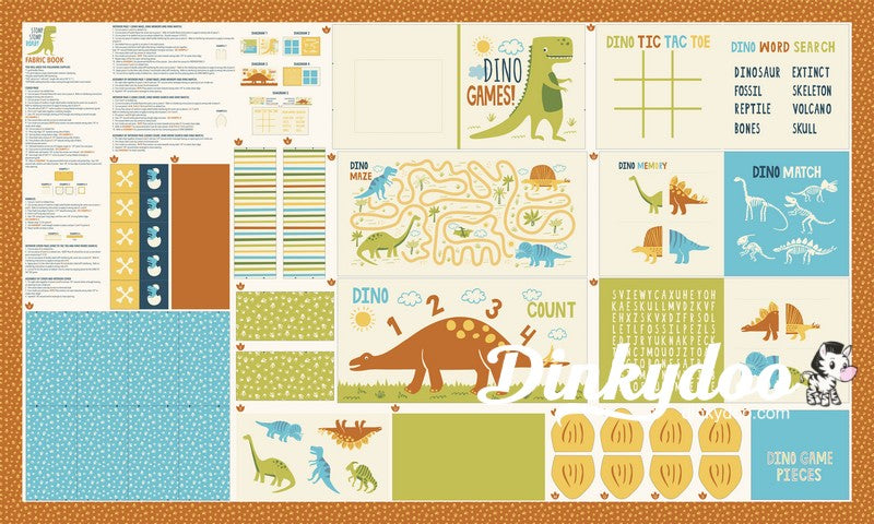 Stomp Stomp Roar - Activity Book Panel - Stacy Iest Hsu - Moda - Dinkydoo Fabrics