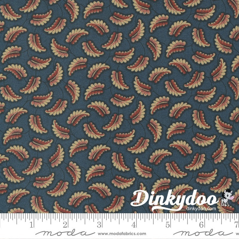 Kate's Garden Gate - Tossed Leaves in Teal - Betsy Chutchian - Moda