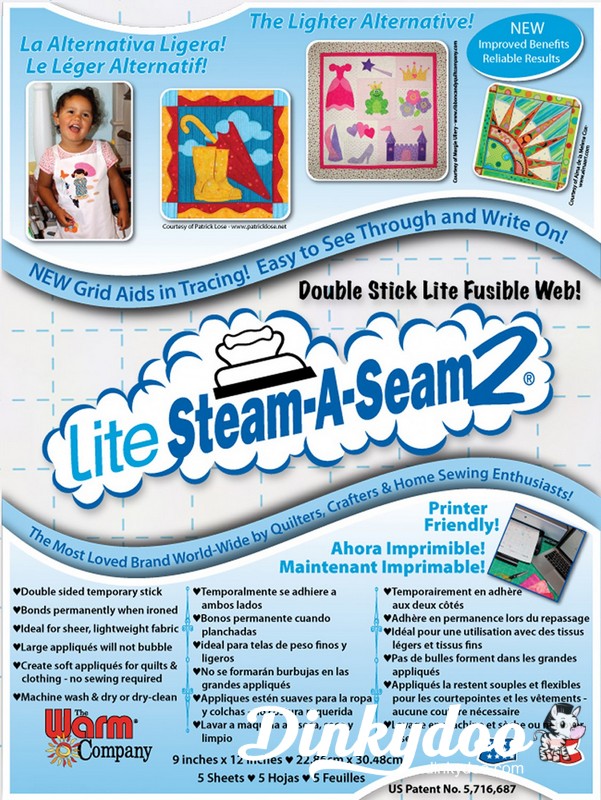 Lite Steam A Seam 2 Double Stick Fusible Web 9" x 12" (Pre-order: Apr 2026) - Dinkydoo Fabrics