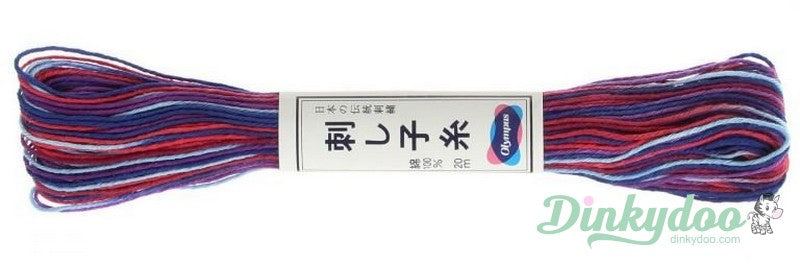Olympus Sashiko Thread #76 22yd - Variegated Red and Blue (Pre-order: Jan 2026)