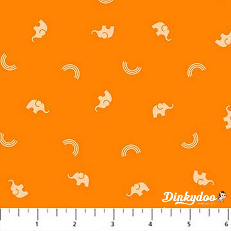 Lucky Charms Elephant Orange FIGO Dinkydoo Fabrics