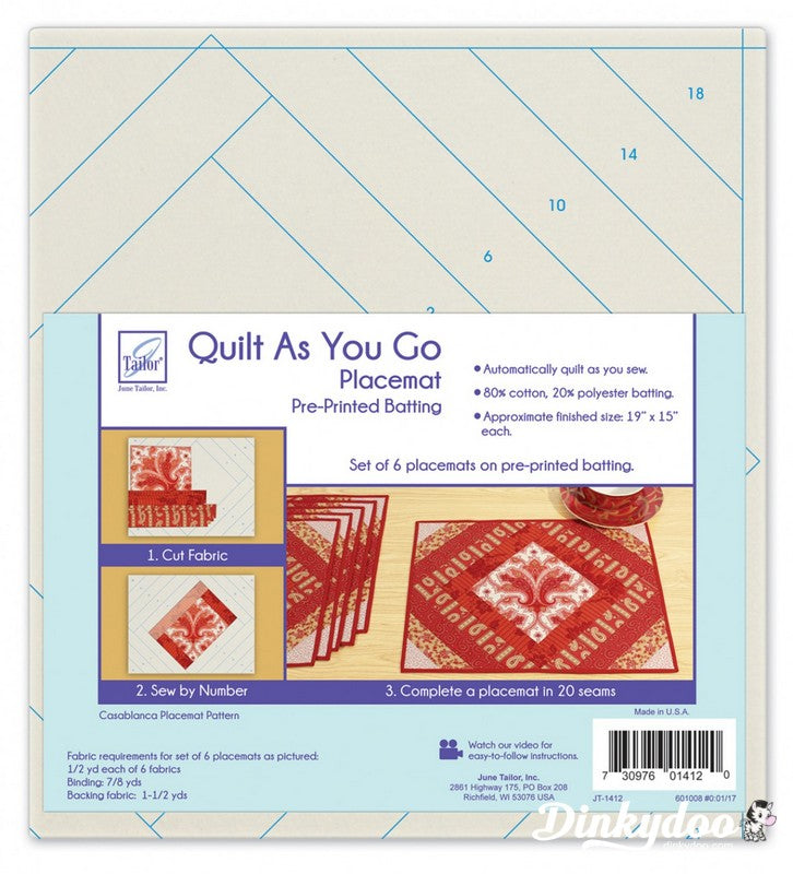 Quilt As You Go Placemats (6) - Casablanca - June Tailor (Pre-order: May 2026) - Dinkydoo Fabrics