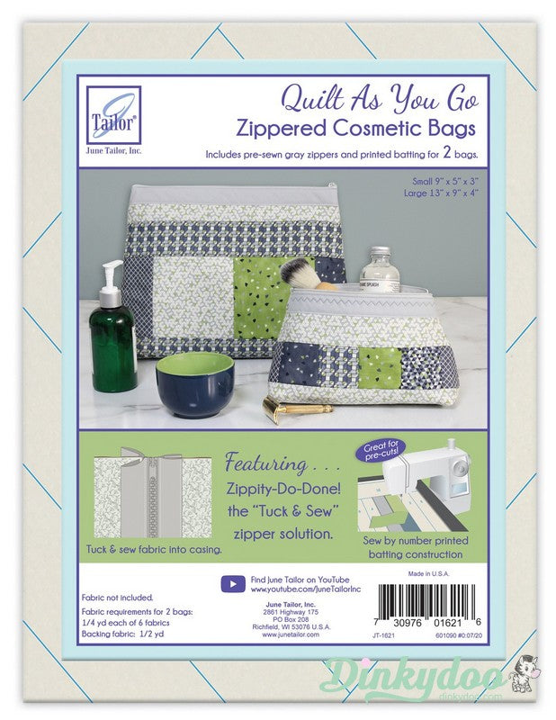 Quilt as you Go - Zippered Cosmetic Bag - Grey - June Tailor (Pre-order: Aug 2026)