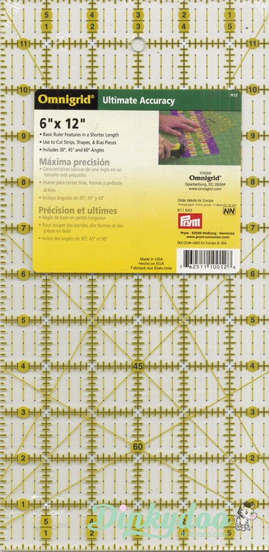 Omnigrid Non-Slip Quilters Ruler 6" x 12" (Pre-order: Aug 2026)
