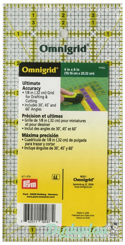 Omnigrip Non-Slip Quilters Ruler 4" x 8" (Pre-order: Aug 2026)