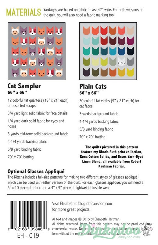 The Kittens - Quilt Pattern - Elizabeth Hartman (Pre-order: Apr 2026) - Dinkydoo Fabrics