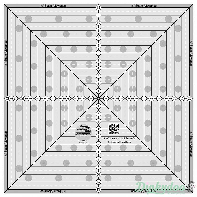 Creative Grids - 12.5" Square it Up or Fussy Cut Quilt Ruler (Pre-order: Jan 2026)